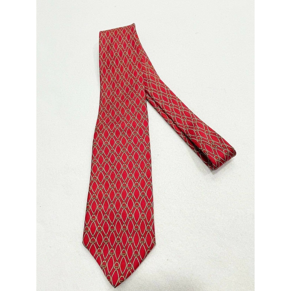 Brooks Brothers Men's Tie‎ Necktie Chain Link Geometric Silk Hand Made in USA